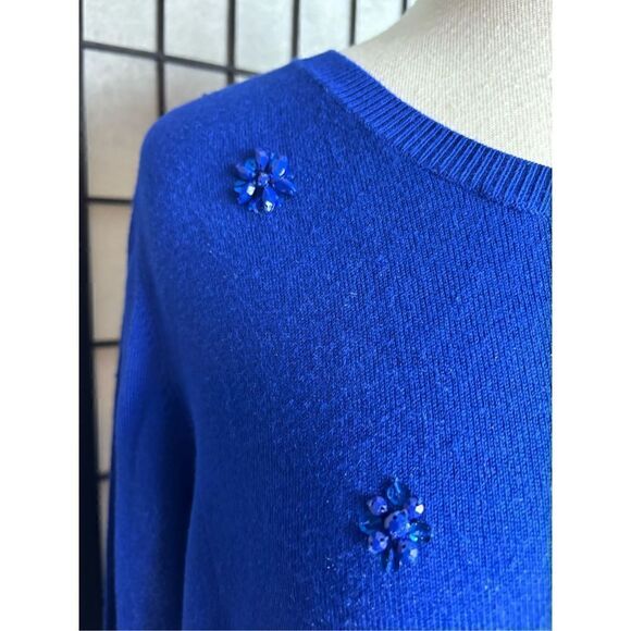 Ruby Red Cobalt Blue Sequin Adorned Sweater - Picture 4 of 7